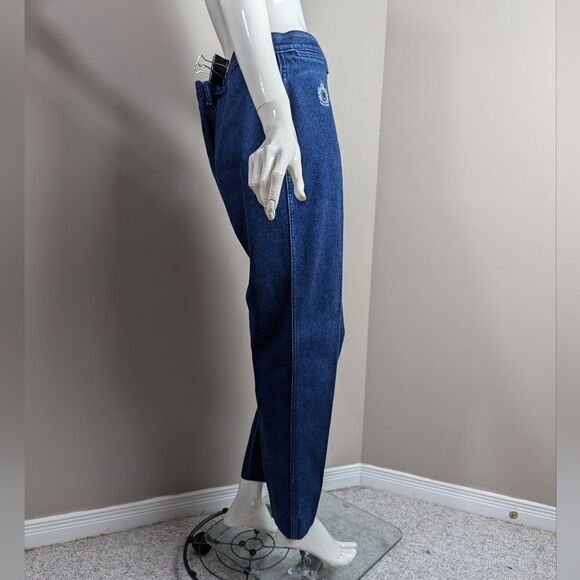 High waisted vintage denim, dark wash jeans mom jeans, 70s 80s - Picture 3 of 7